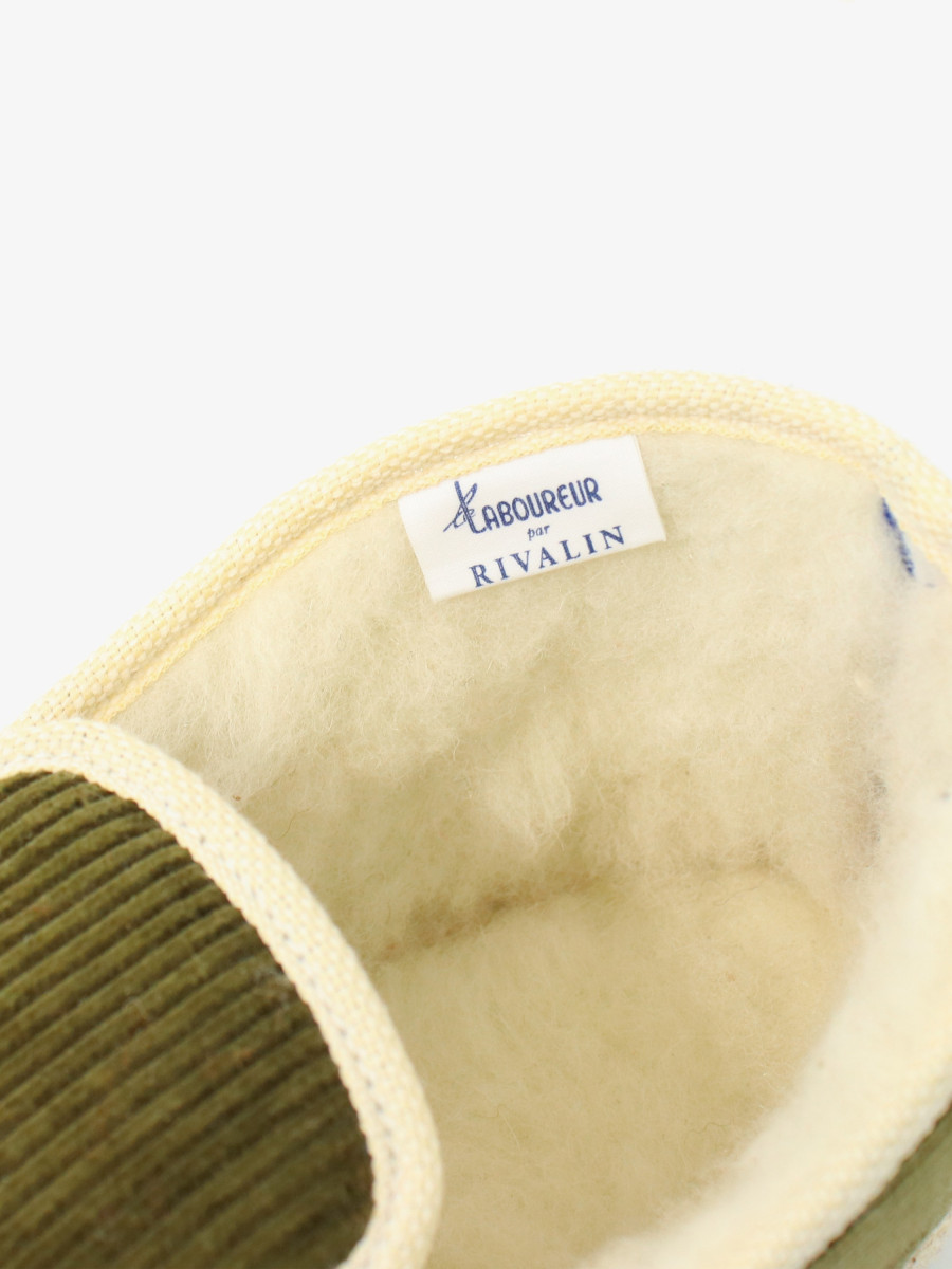 Charentaises velours kaki