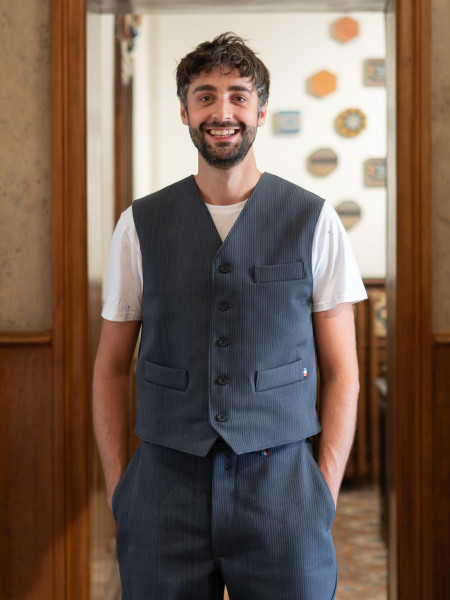Gilet baroudeur en velours cotelé gris