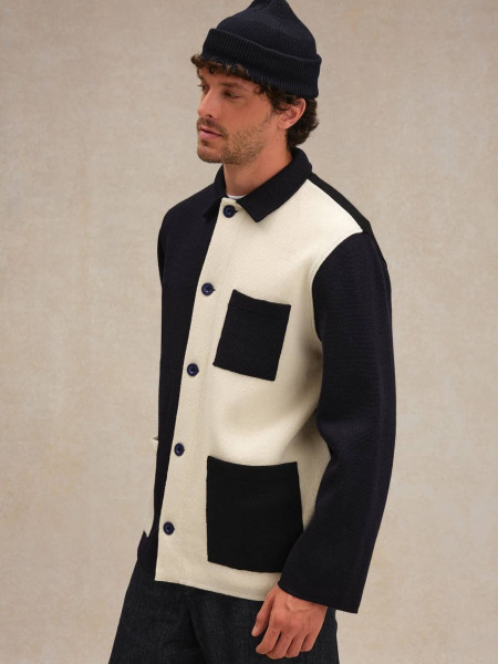 Veste en laine mérinos patchwork, Le Minor