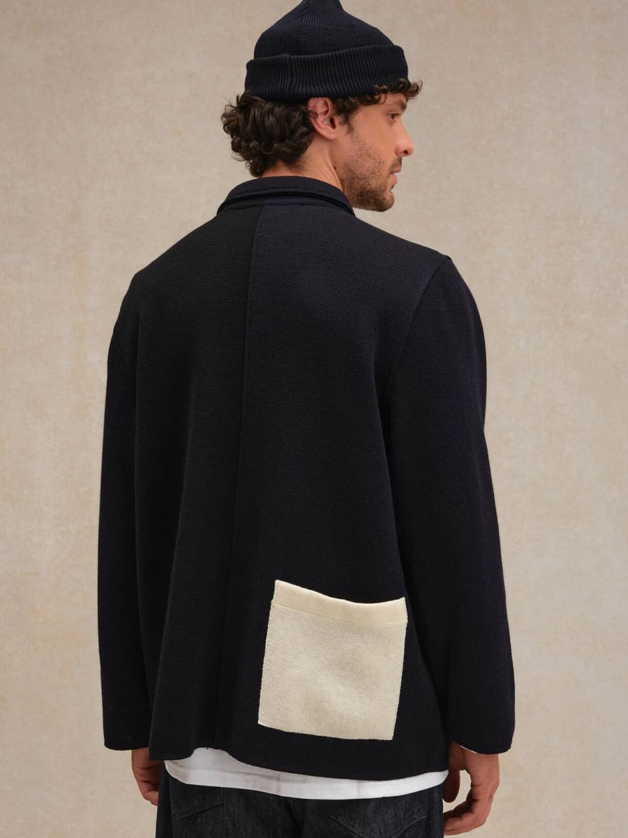 Veste en laine mérinos patchwork, Le Minor