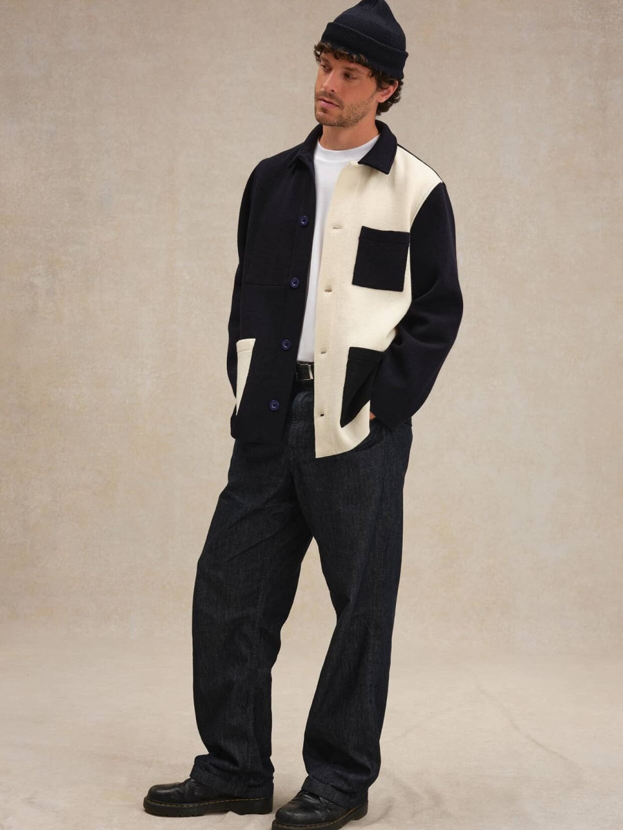 Veste en laine mérinos patchwork, Le Minor